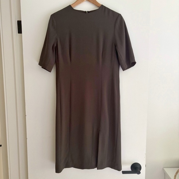 Aritzia Babaton Exalt Dress Dark Olive Green Size 4 Pencil Office Classic - Picture 2 of 5